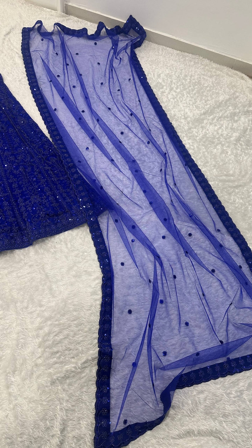 Blue Sequins & Dori Work Lehenga Choli