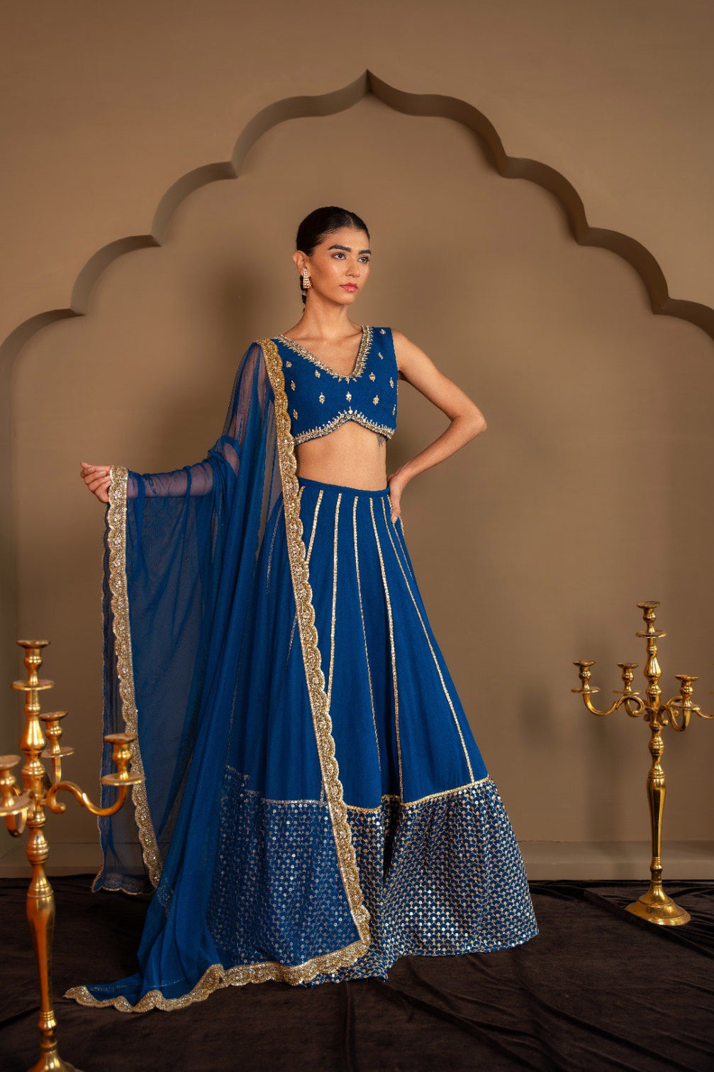 Blue Sequins & Zari Embroidered Lehenga choli