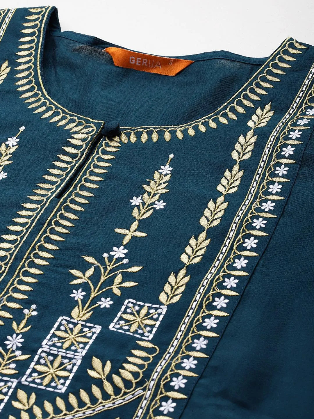 Mameraa Blue Yoke Design Straight Suit With Dupatta