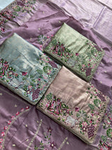 Blue Soft Silk Saree with Heavy Embroidered Blouse for Bridal Functions