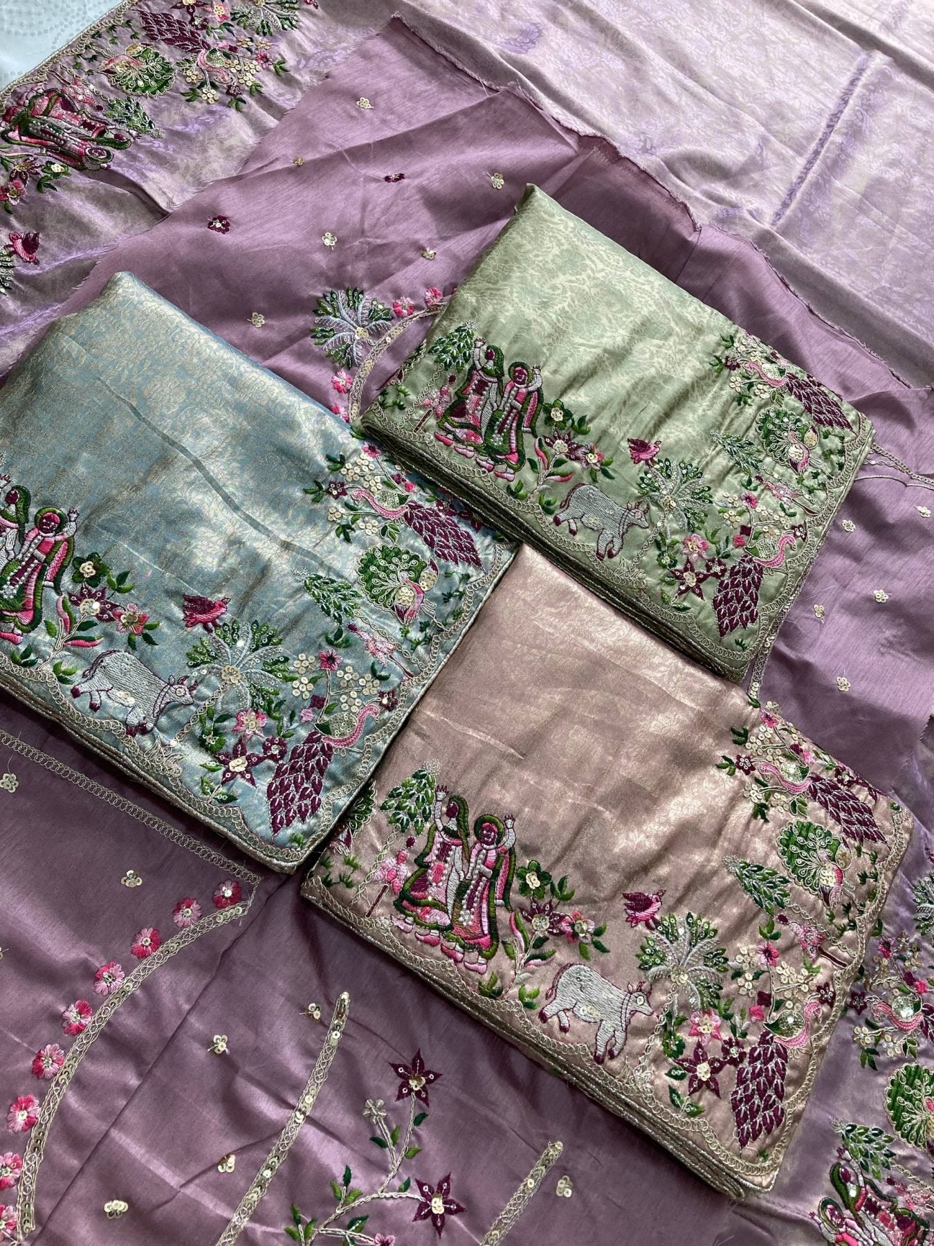 Blue Soft Silk Saree with Heavy Embroidered Blouse for Bridal Functions