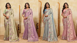 Blue Soft Silk Saree with Heavy Embroidered Blouse for Bridal Functions