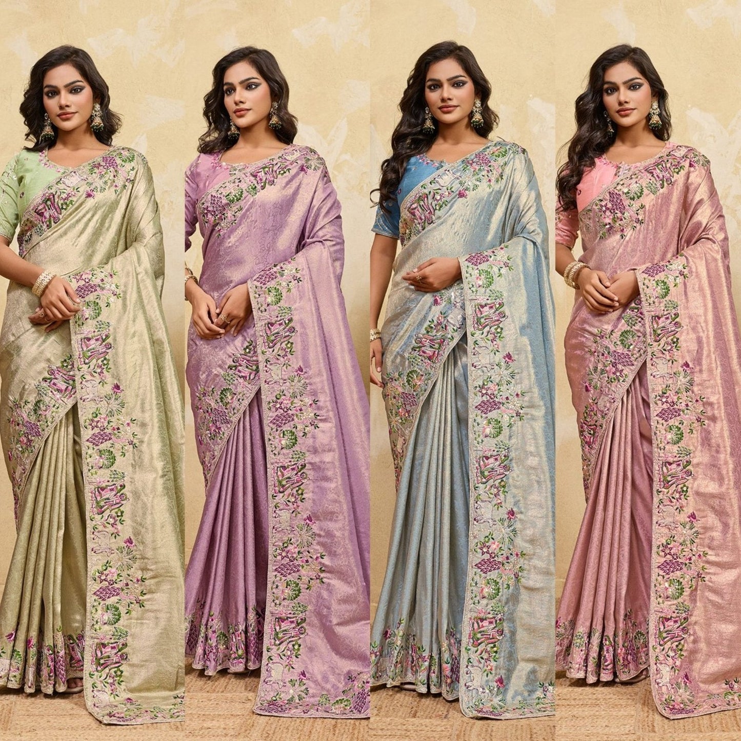 Blue Soft Silk Saree with Heavy Embroidered Blouse for Bridal Functions