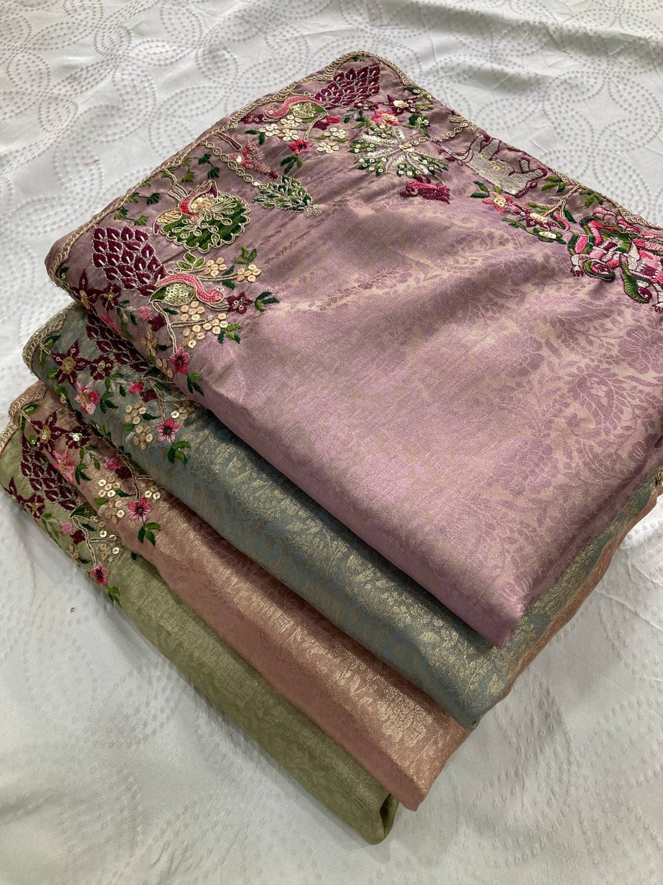 Blue Soft Silk Saree with Heavy Embroidered Blouse for Bridal Functions