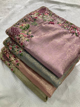 Blue Soft Silk Saree with Heavy Embroidered Blouse for Bridal Functions