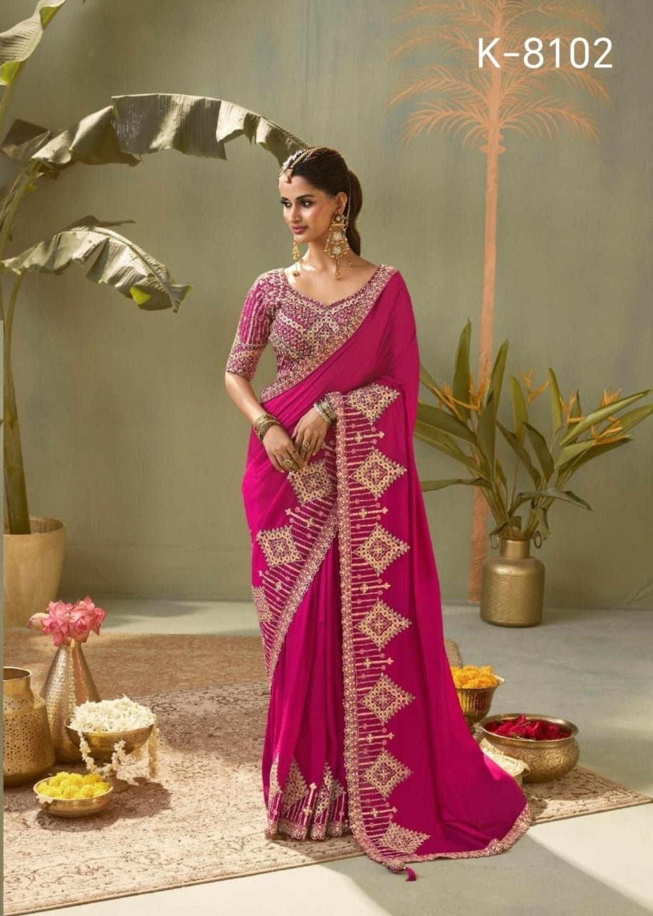 Pink Hot Kasva Silk Saree Collection with Gota Patti Work