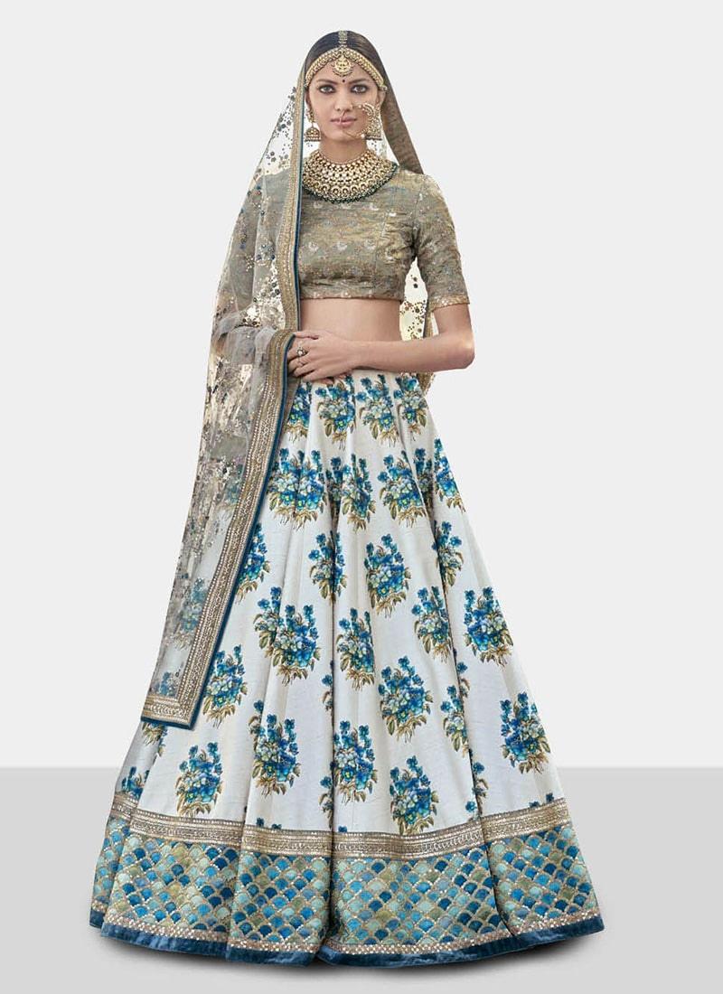 Botanical Flower Butta Printed On Lehenga With Heavily Embroidered Blouse