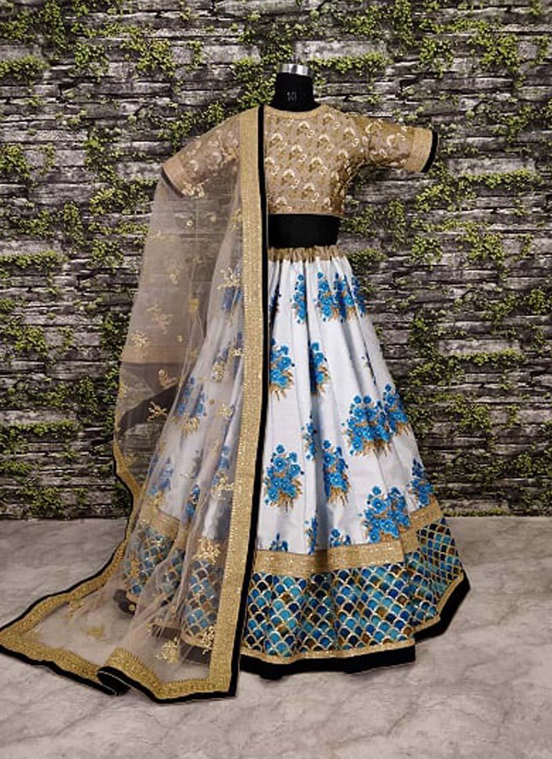 Botanical Flower Butta Printed On Lehenga With Heavily Embroidered Blouse