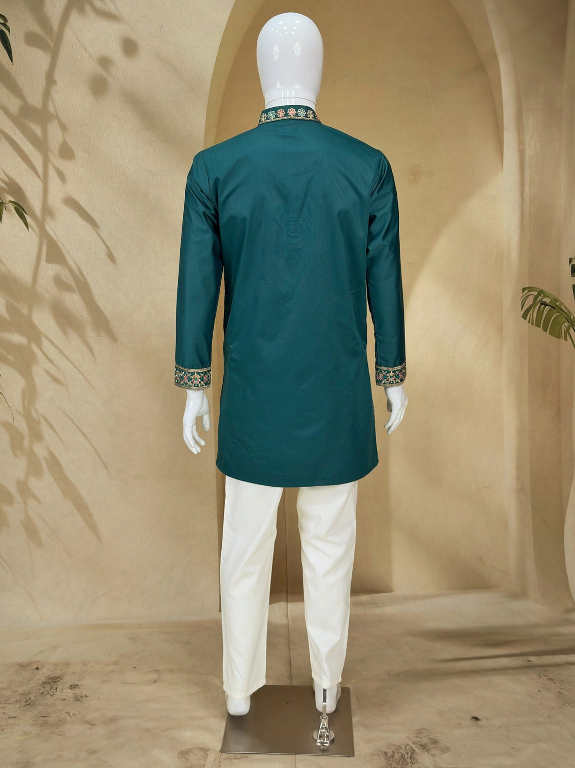 Bottle Green Silk Kurta Pant Set