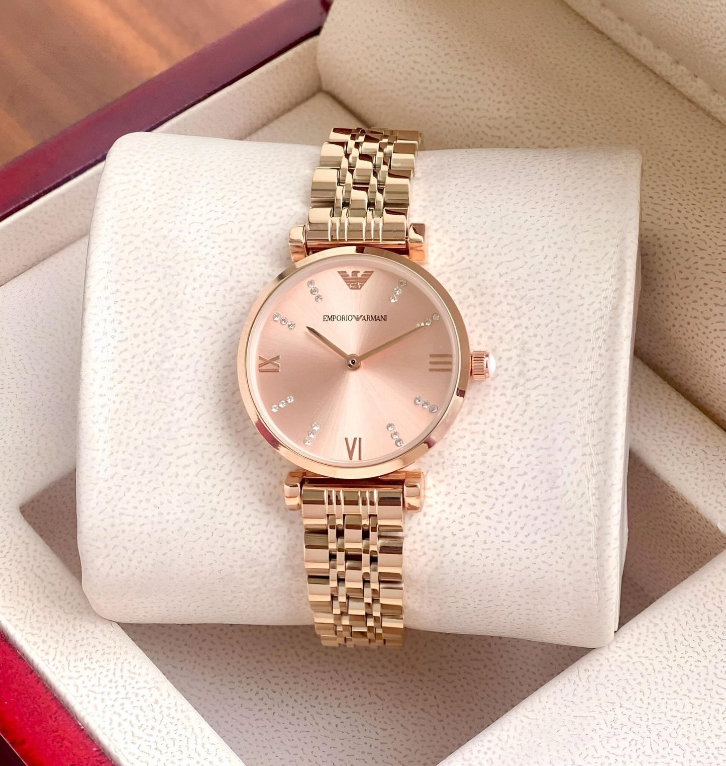 Branded Glitzed Stainless Steel Rose GoldTone Watch