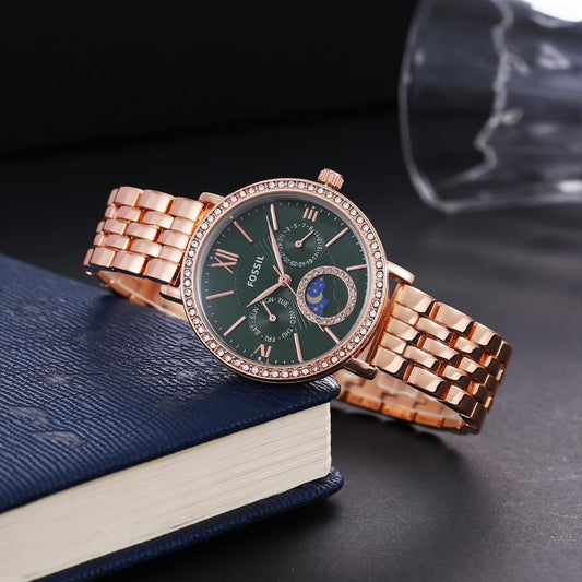 Branded Women's Chronograph Watch  Gold and Green