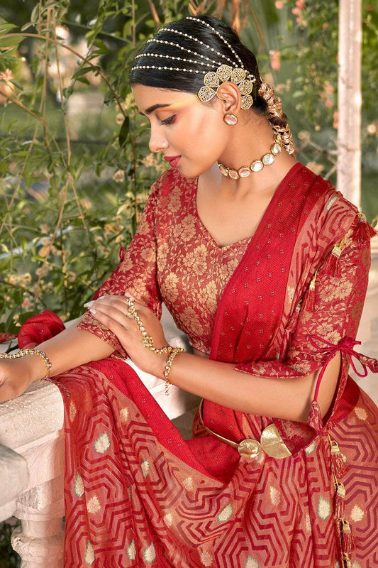 Crimson Red Brasso Saree