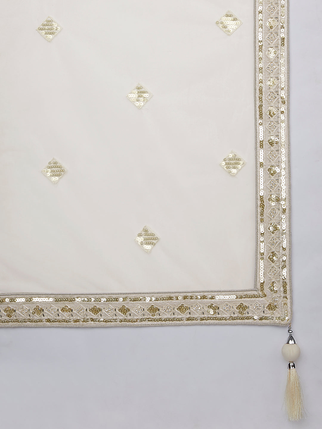 Breathtaking Cream Net Lehenga Choli Set with Cutdana, Sequin & Zarkan Work