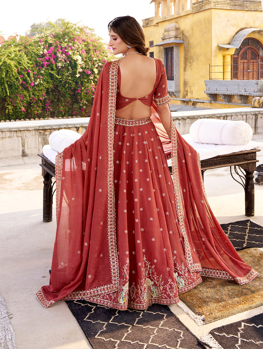 Salmon color chocolate crush chaniya choli