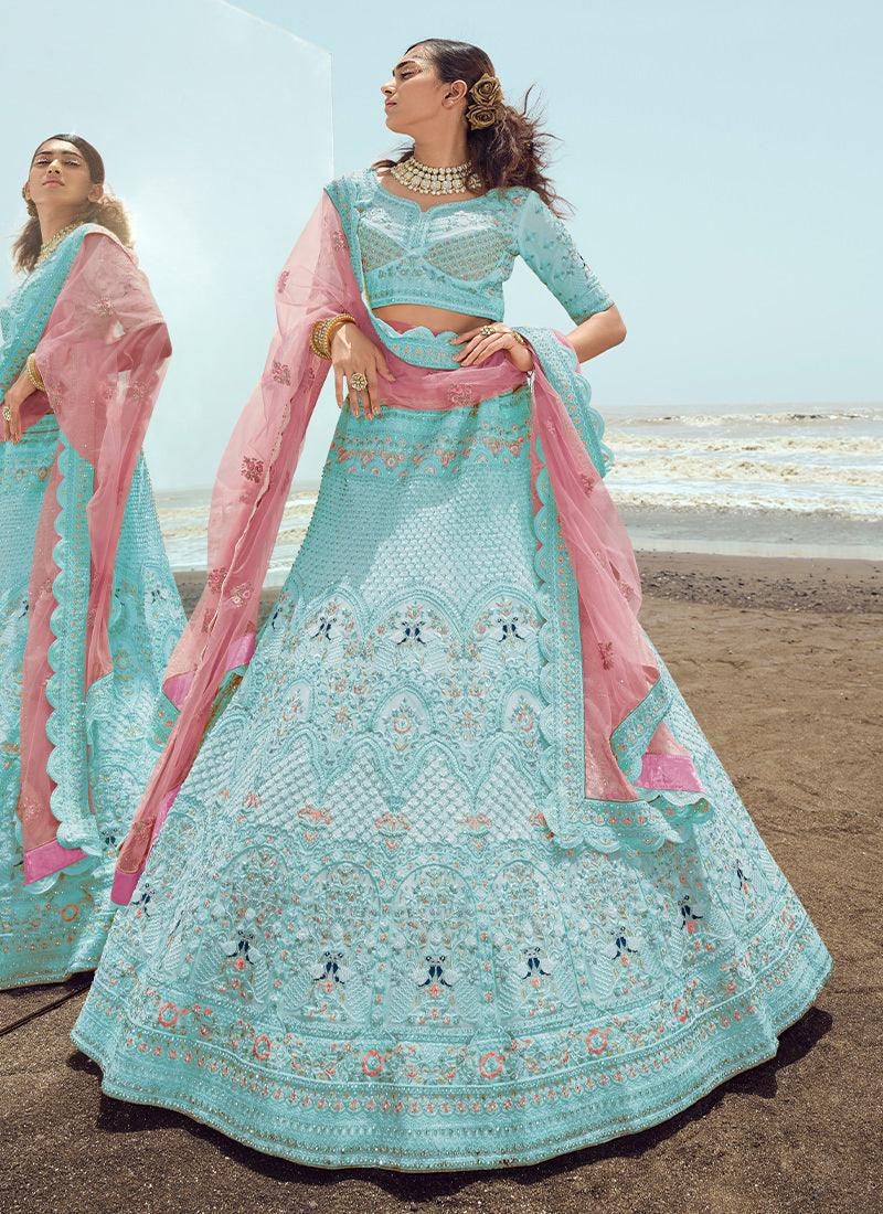 Bridesmaid Aqua Blue Chaniya Choli