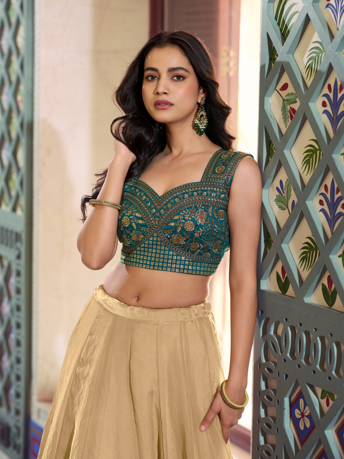 Chiku color bridesmaid chaniya choli