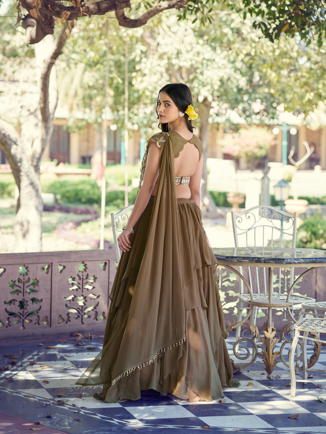 Coffee color traditional lehenga choli