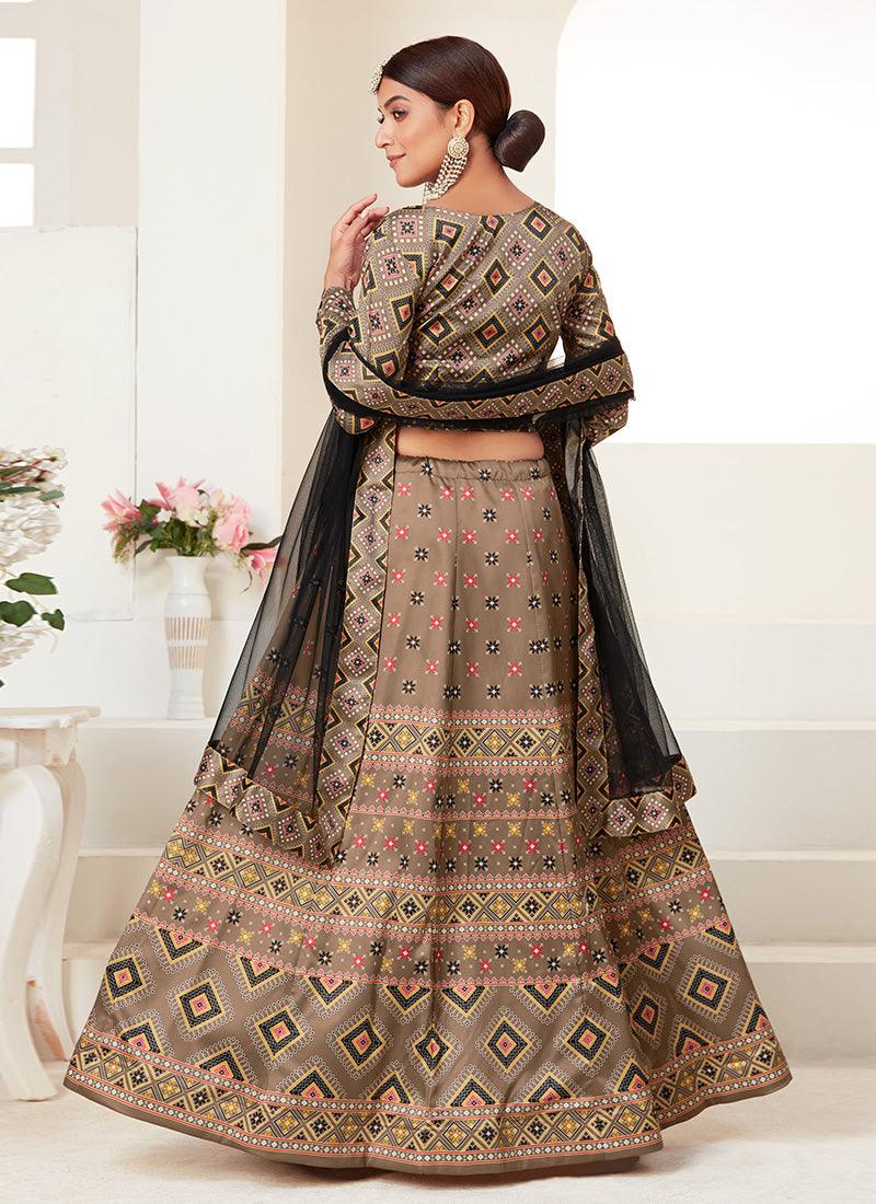 Brown Digital Print Kalidar Chaniya Choli