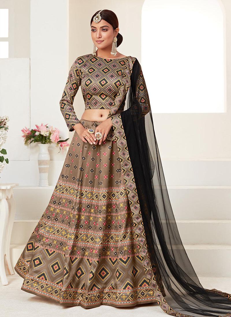 Brown Digital Print Kalidar Chaniya Choli