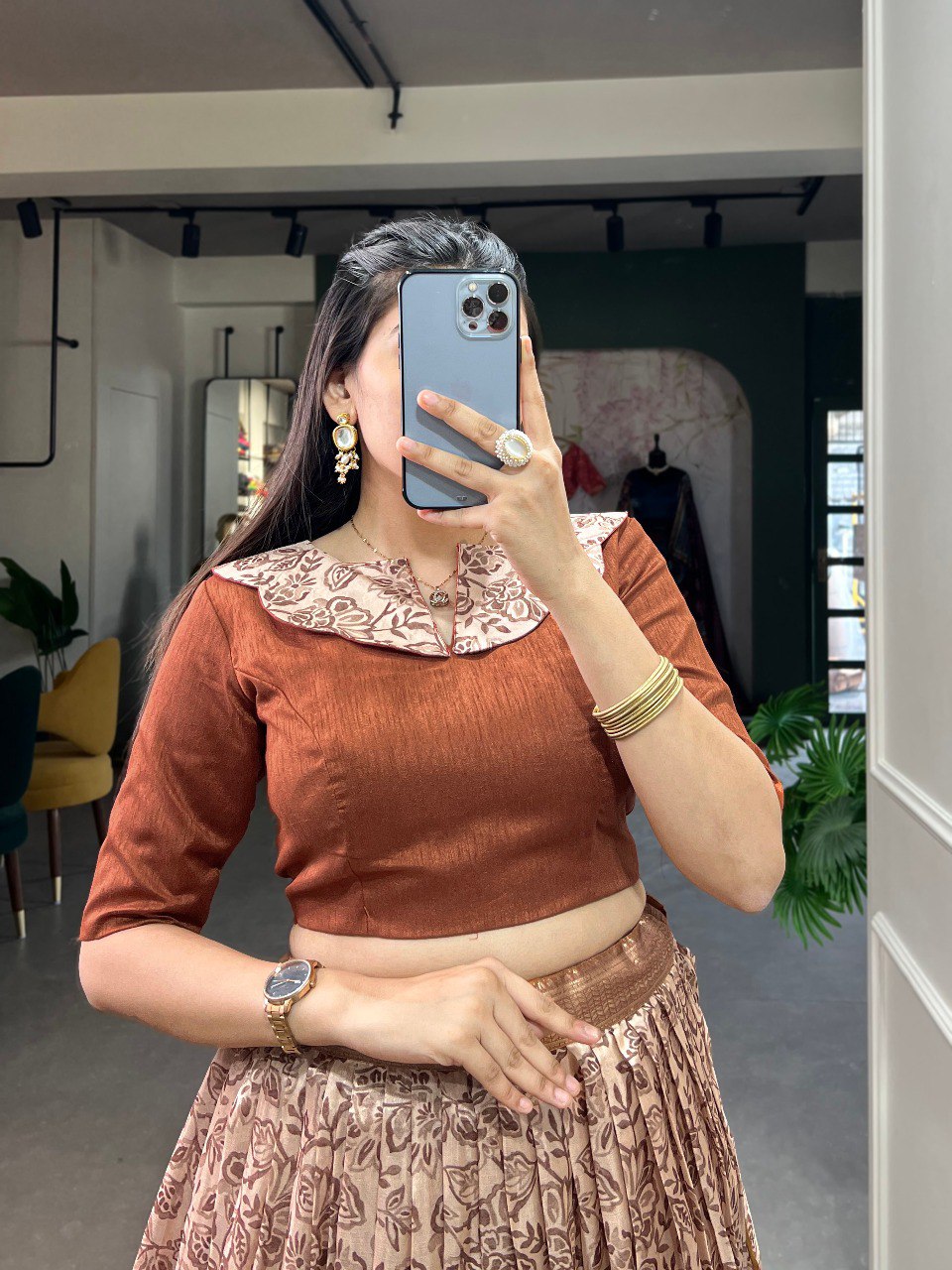 Captivating Brown Floral Co-ord Lehenga Set - Perfect for Weddings & Festive Occasions