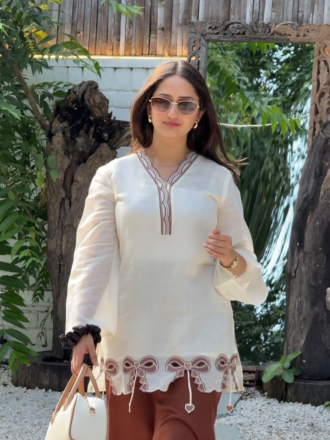 Brown Pur Roman Top & Plazzo Set