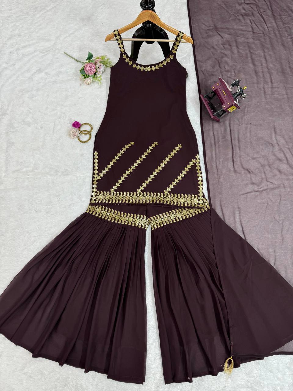 Brown Rakhi Special Elegant Sharara Set