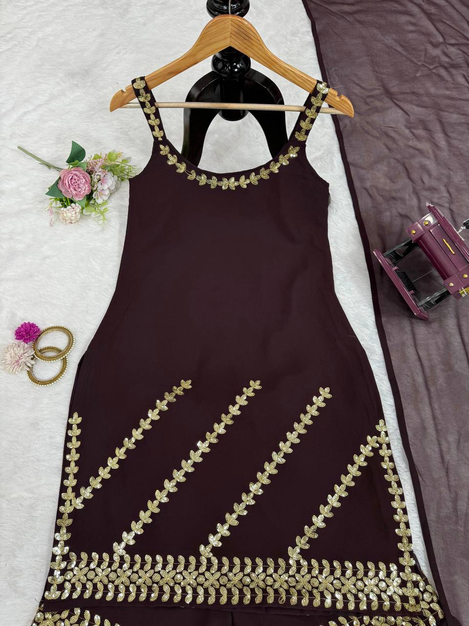 Brown Rakhi Special Elegant Sharara Set