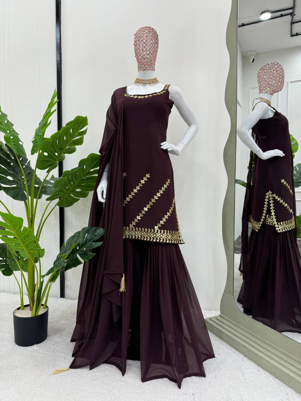 Brown Rakhi Special Elegant Sharara Set