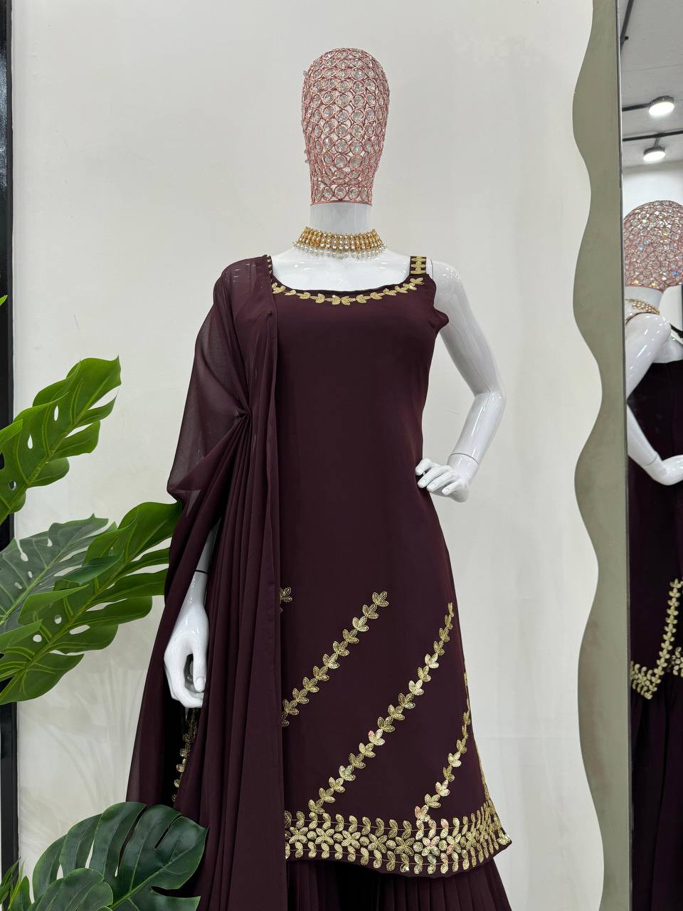 Brown Rakhi Special Elegant Sharara Set