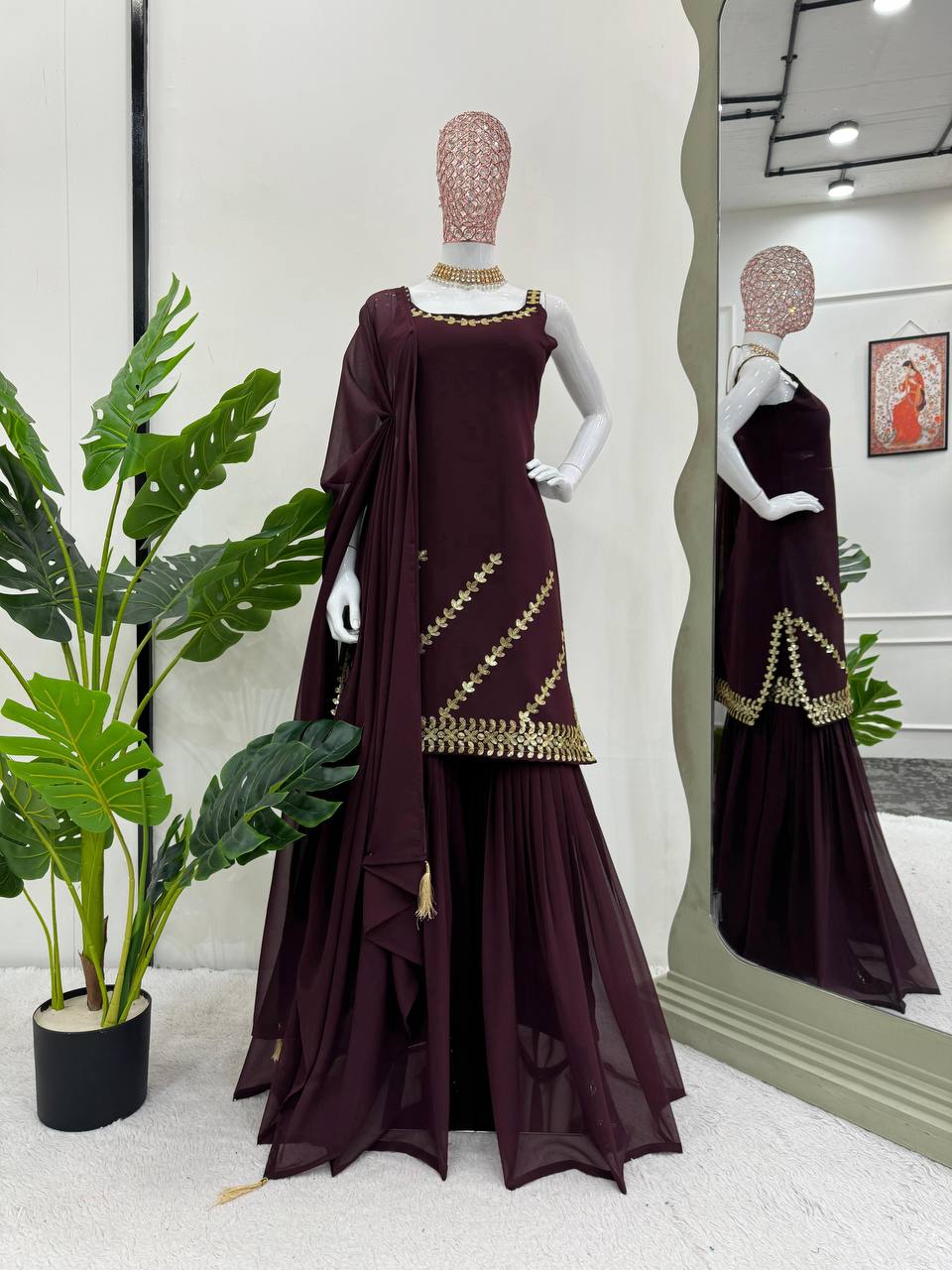Brown Rakhi Special Elegant Sharara Set