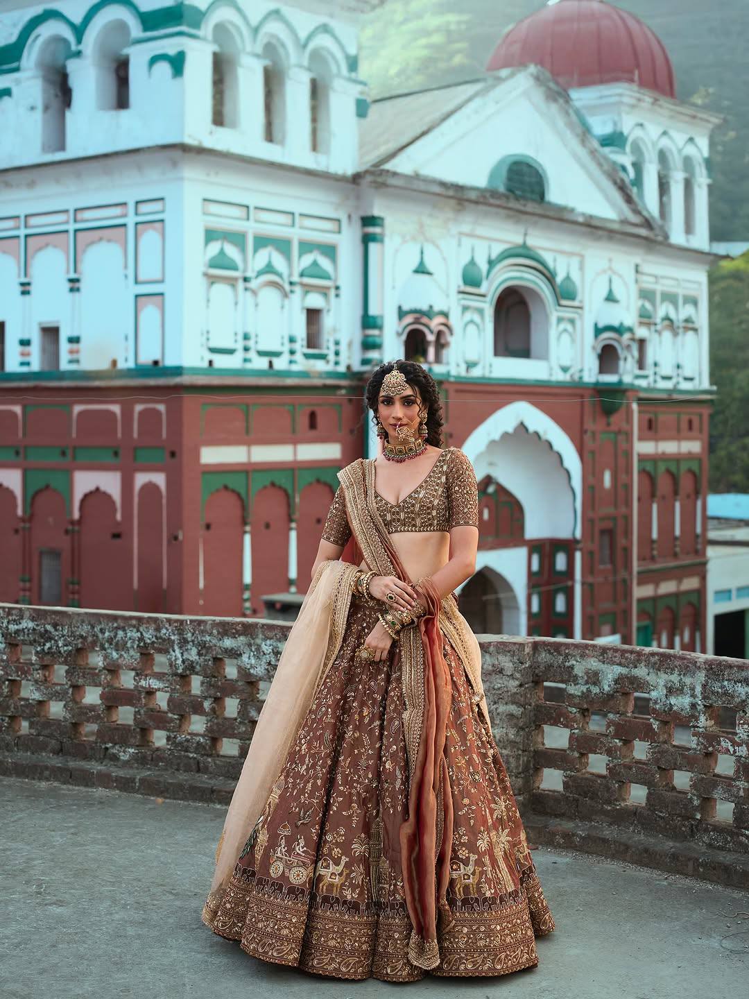 Brown Silk Dori & Thread Work Lehenga set