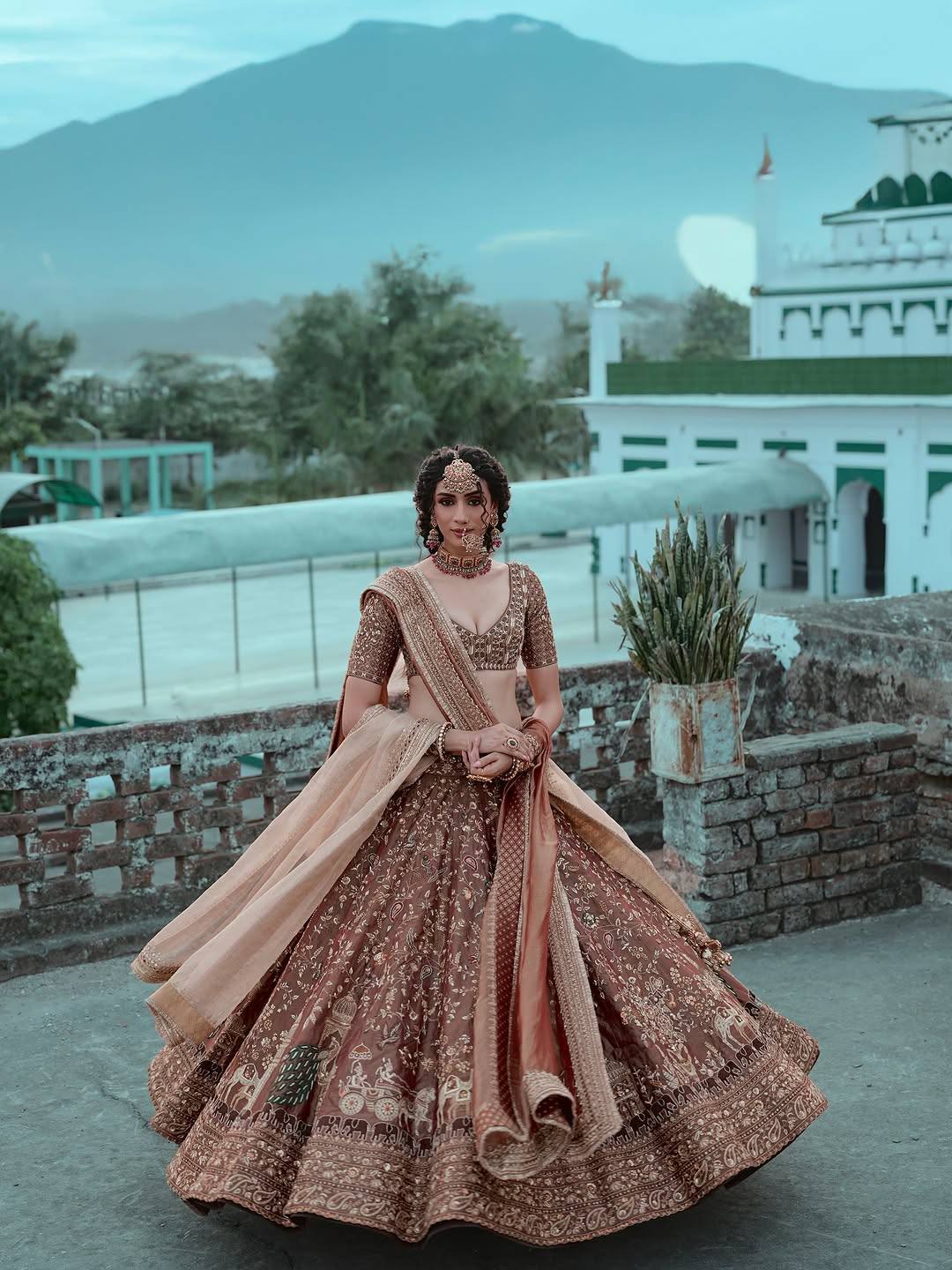 Brown Silk Dori & Thread Work Lehenga set