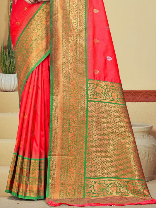 Pink Silk Saree With Blouse Piece