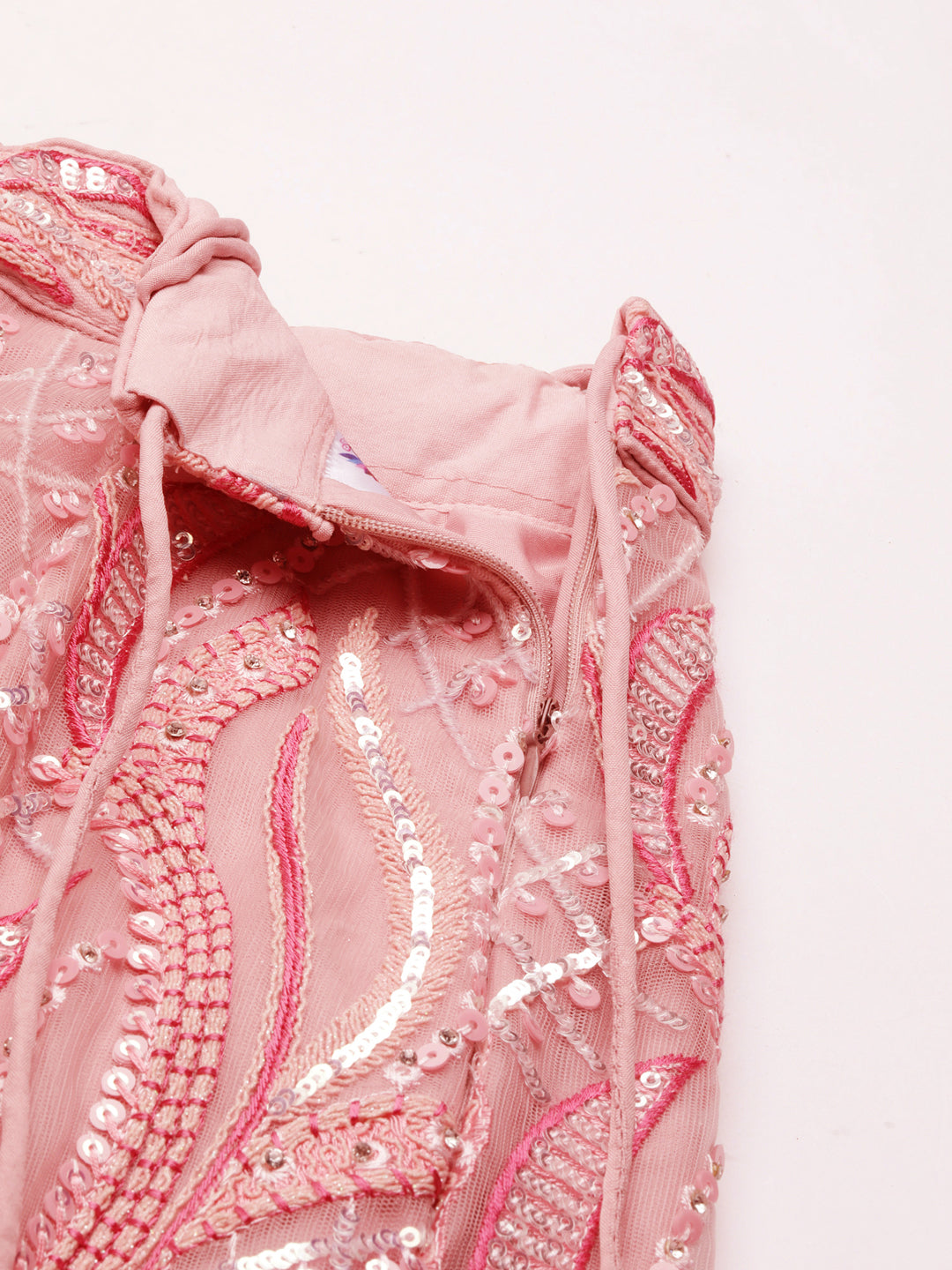 Captivating Coral Pink Net Lehenga Choli Set with Zardosi Embroidery
