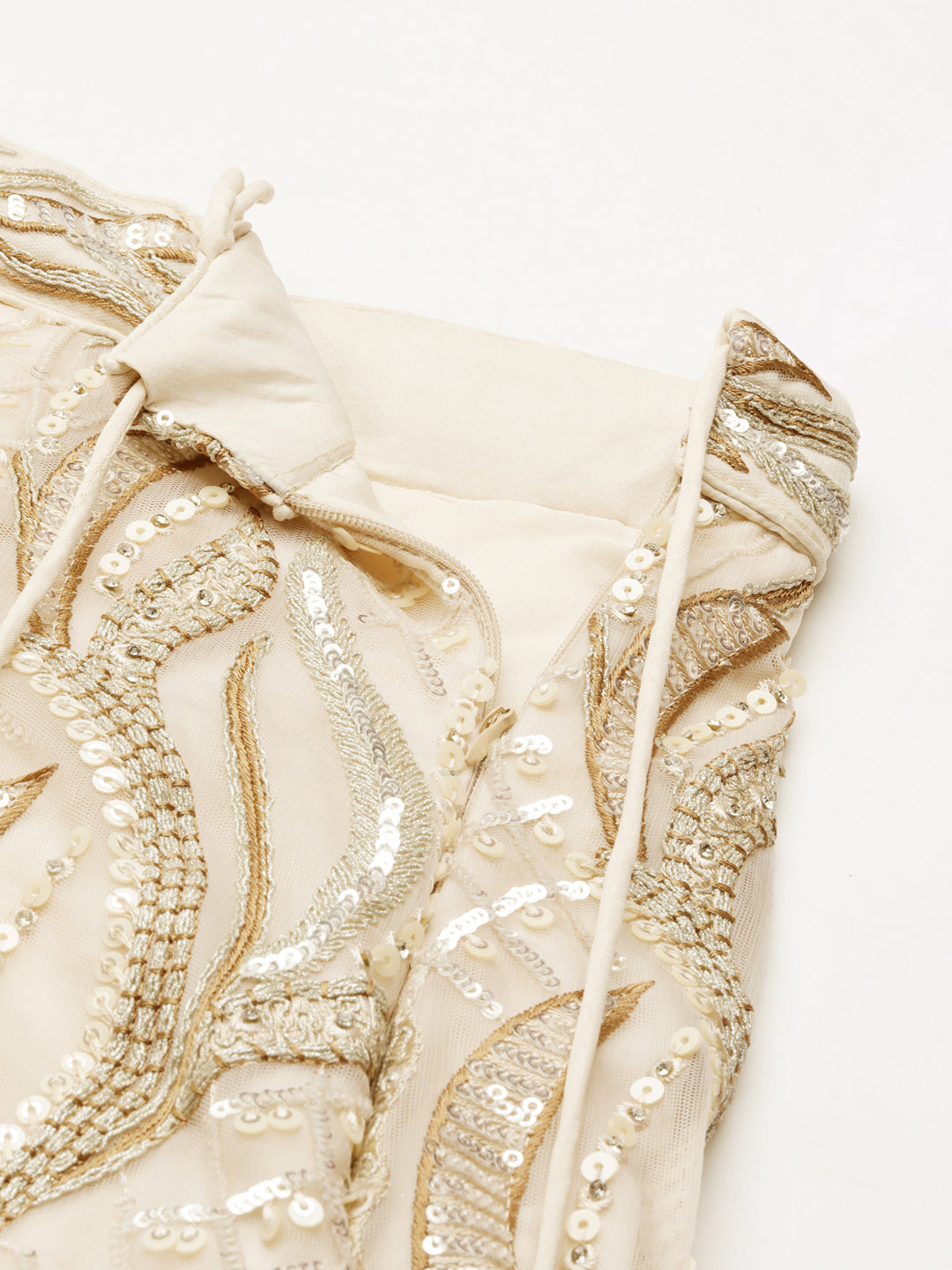 Captivating Cream Zari and Sequin Embroidered Lehenga Choli Set