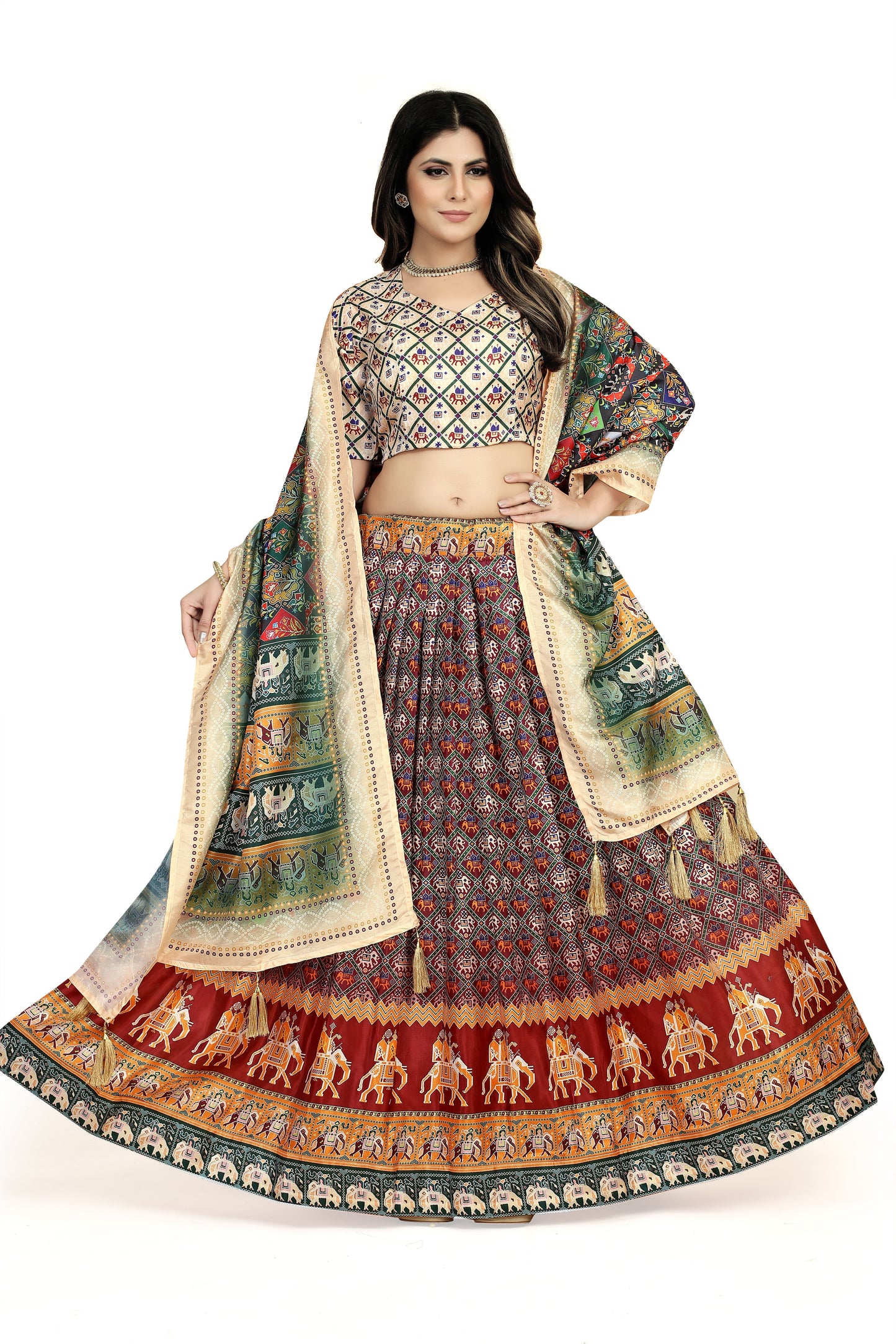 Captivating Multicolor Dola Silk Lehenga Choli - Perfect for Navratri Celebrations