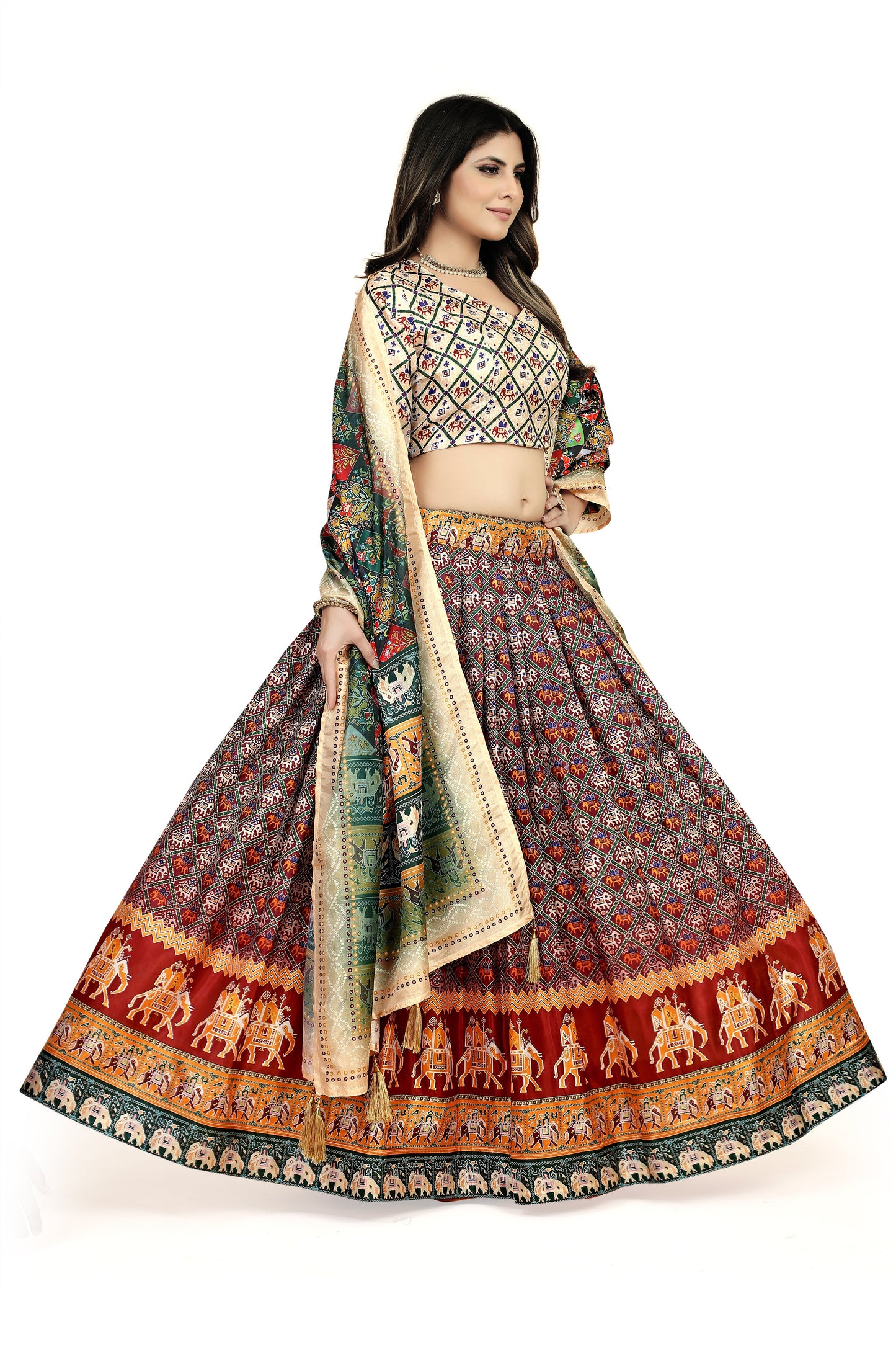 Captivating Multicolor Dola Silk Lehenga Choli - Perfect for Navratri Celebrations