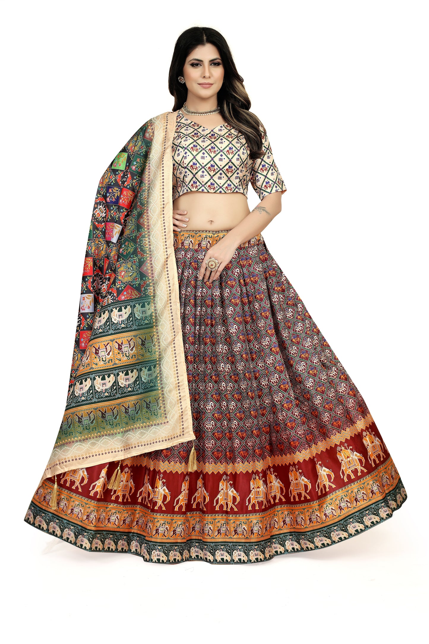 Captivating Multicolor Dola Silk Lehenga Choli - Perfect for Navratri Celebrations