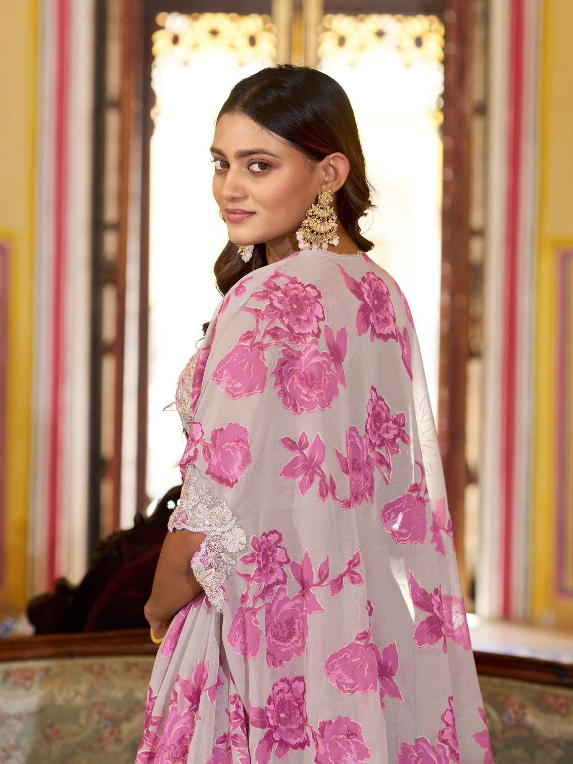 Indo weastern beads work lehenga