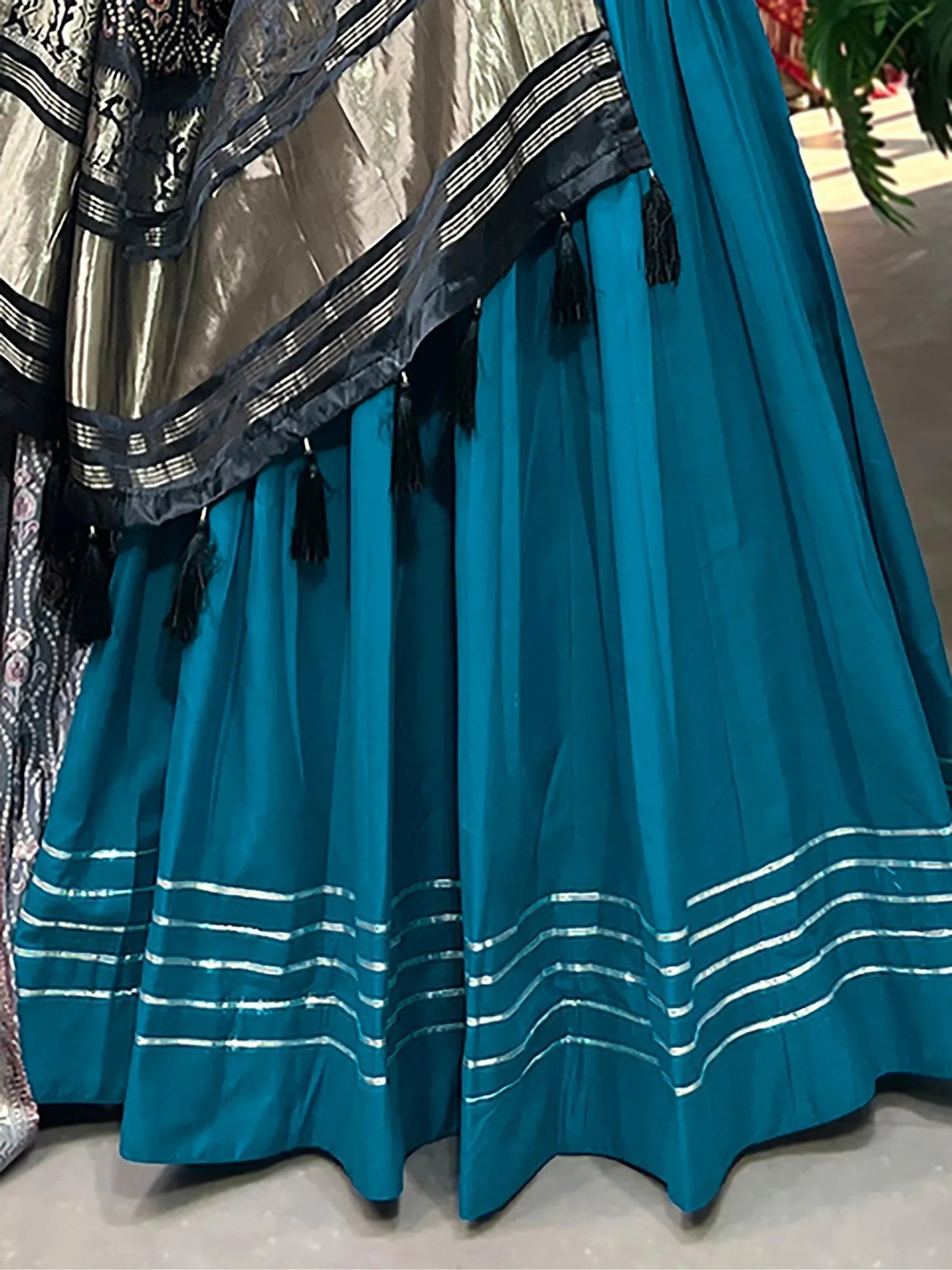 Charming Blue Cotton Plain Festive Wear Lehenga Choli With Dupatta