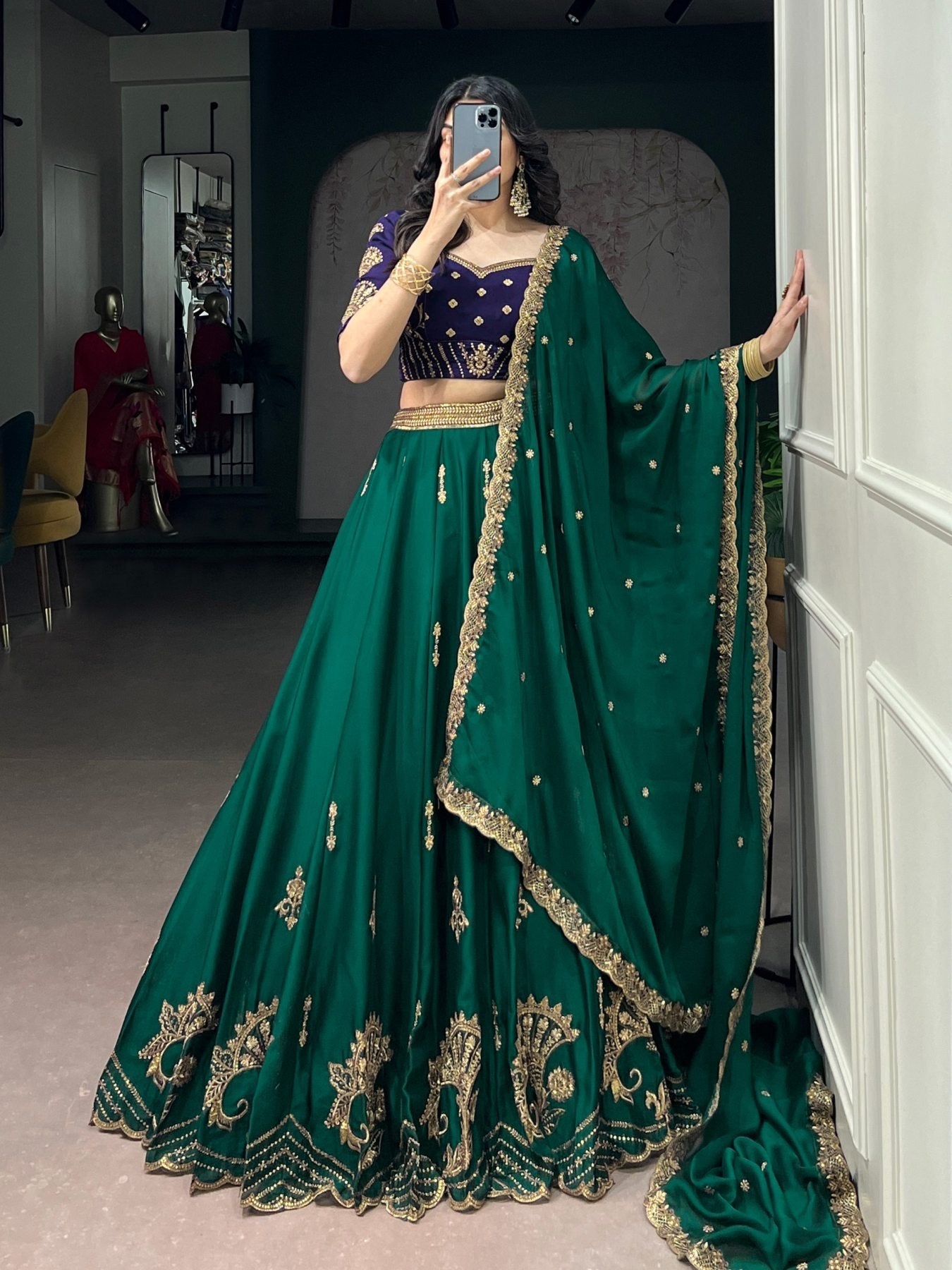 Rangoli Silk Lehenga Set with Thread Work