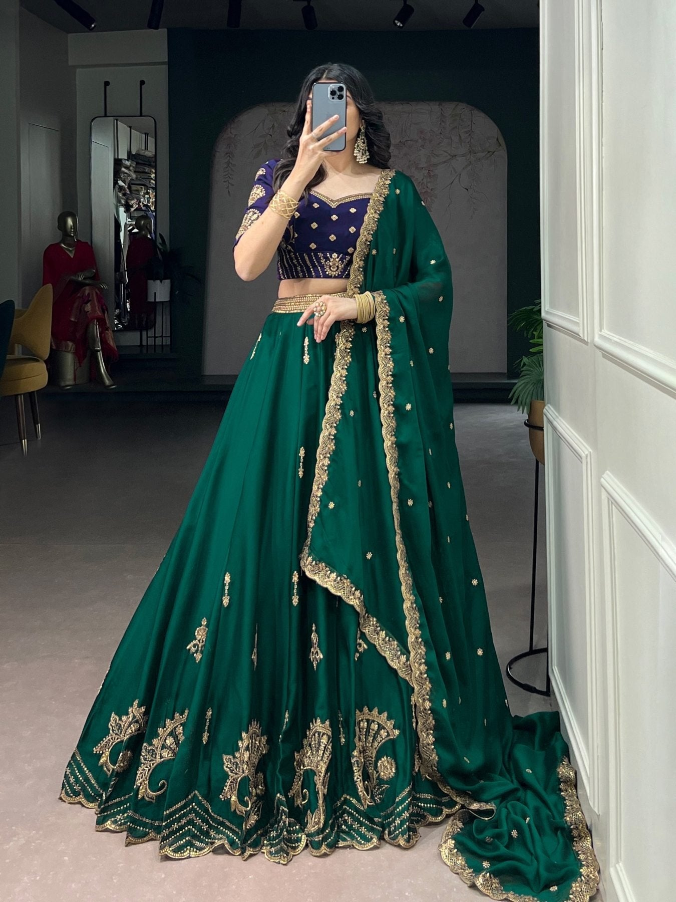 Rangoli Silk Lehenga Set with Thread Work