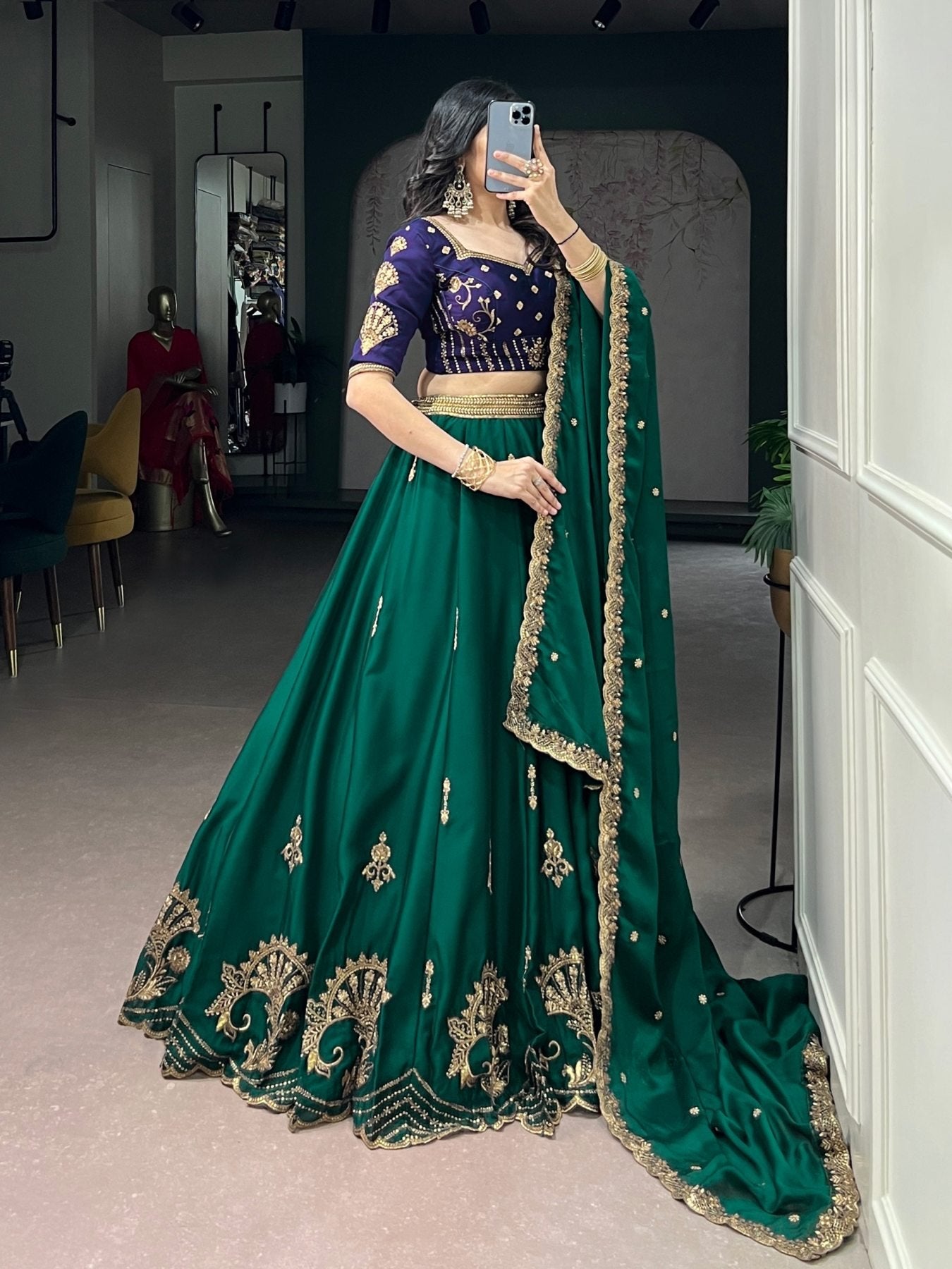 Rangoli Silk Lehenga Set with Thread Work