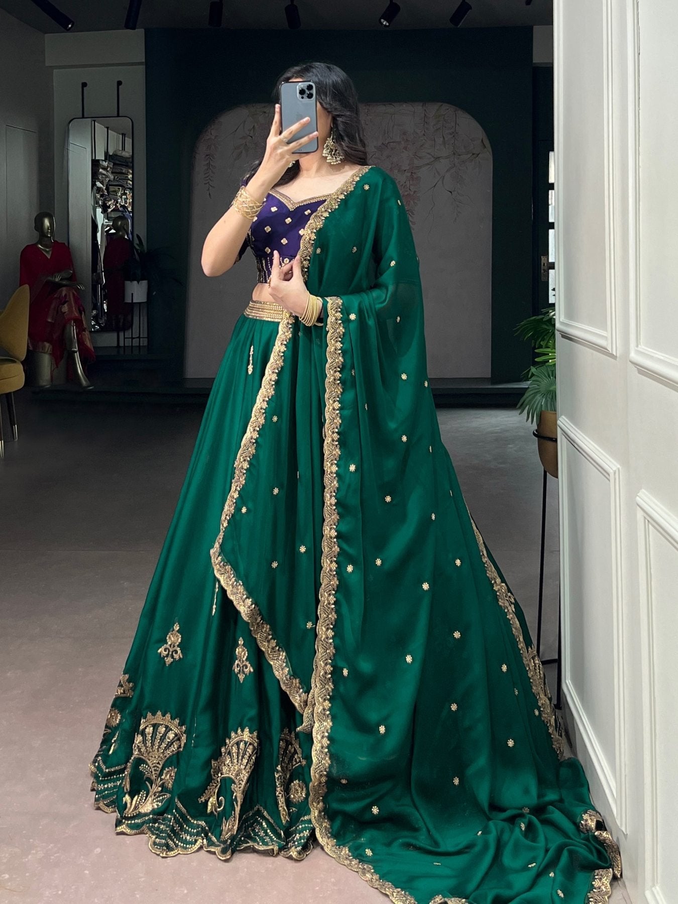 Rangoli Silk Lehenga Set with Thread Work