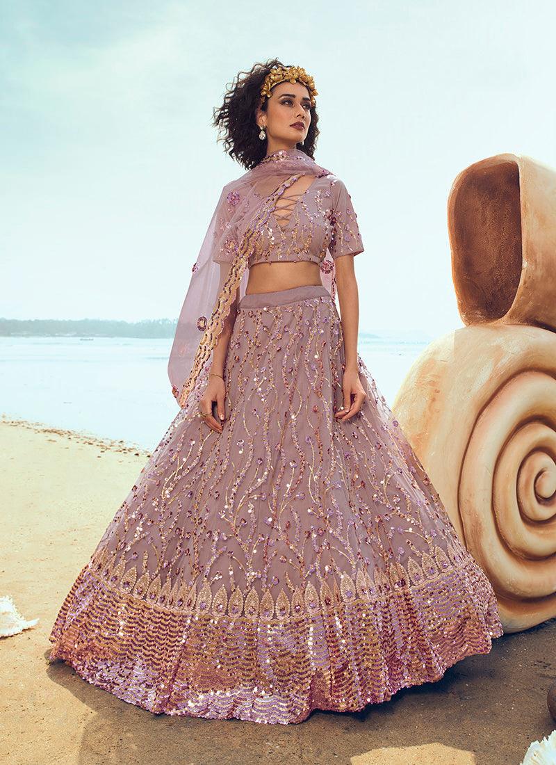 Charming Lilac Soft Net Base Ceremonial Wear Lehenga Choli