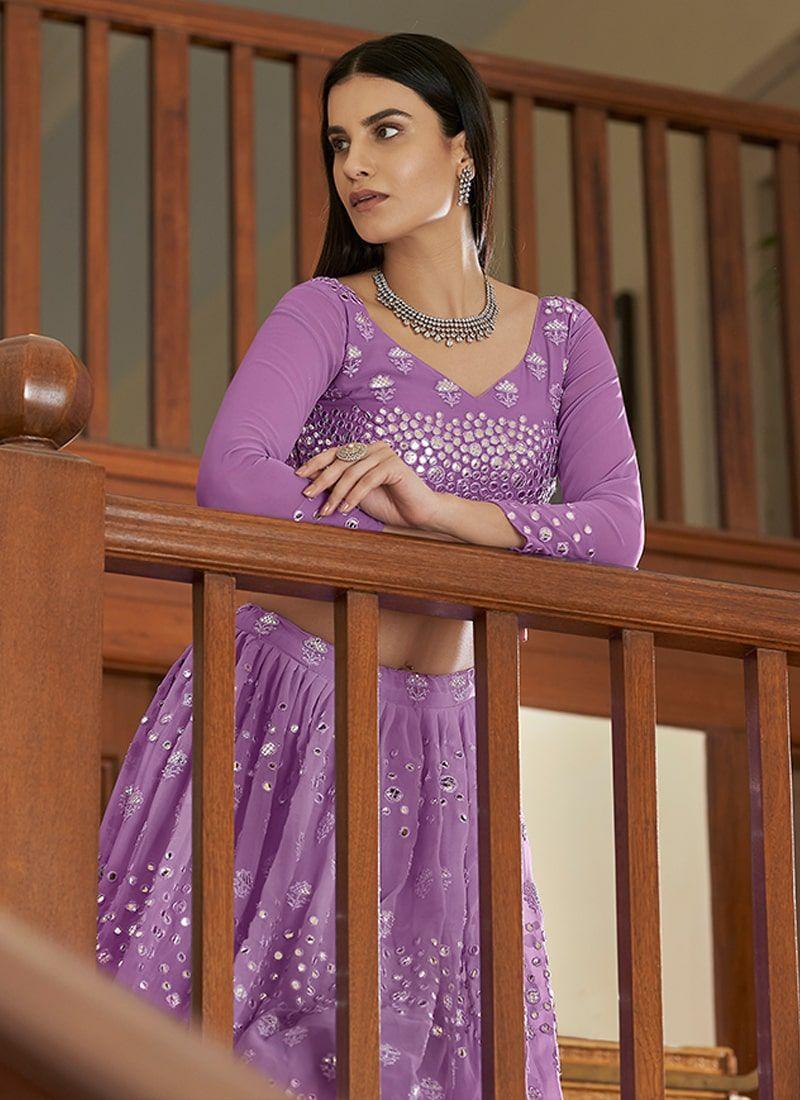 Charming Look Heavy Work Base Lilac Lehenga Choli