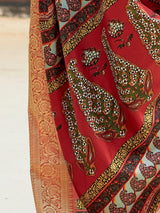 Charming Multi-Color Digital Printed Silk Saree With Blouse