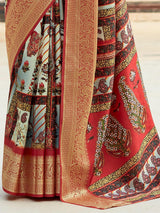Charming Multi-Color Digital Printed Silk Saree With Blouse