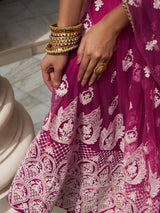 Charming Rani Pink Thread Work Net Wedding Wear Lehenga Choli