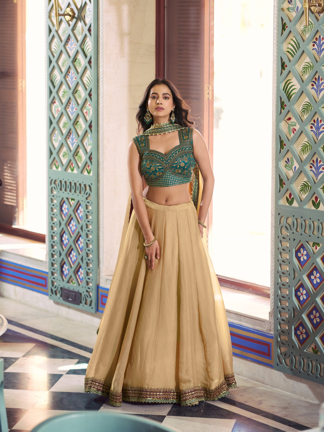 Chiku color bridesmaid chaniya choli